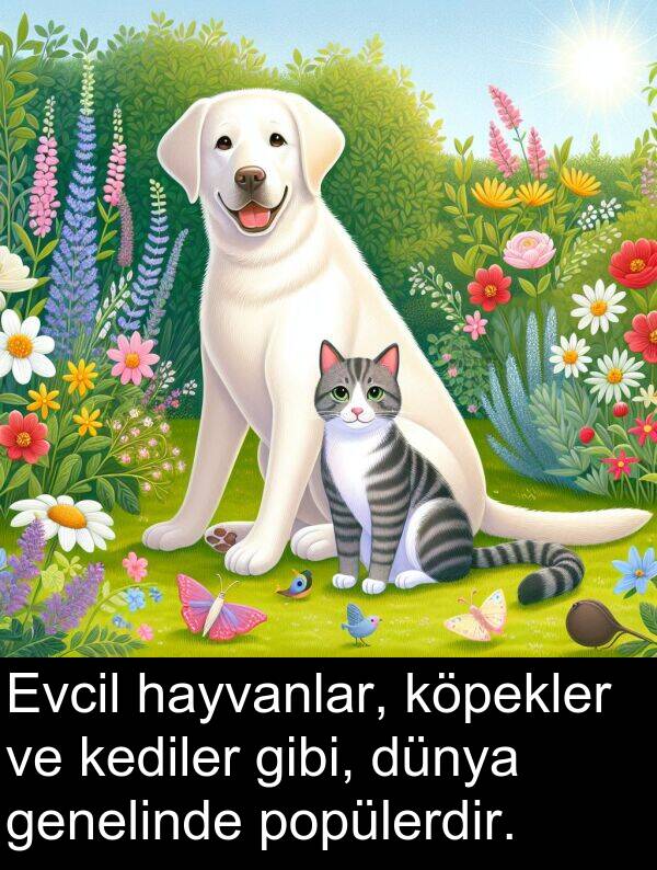 genelinde: Evcil hayvanlar, köpekler ve kediler gibi, dünya genelinde popülerdir.