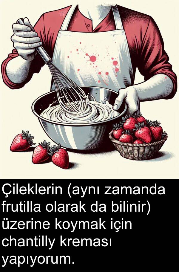frutilla: Çileklerin (aynı zamanda frutilla olarak da bilinir) üzerine koymak için chantilly kreması yapıyorum.