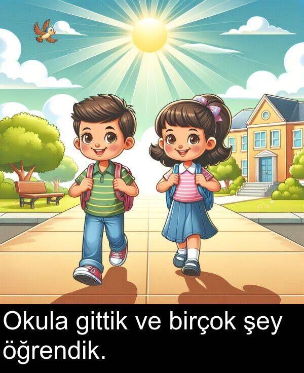gittik: Okula gittik ve birçok şey öğrendik.