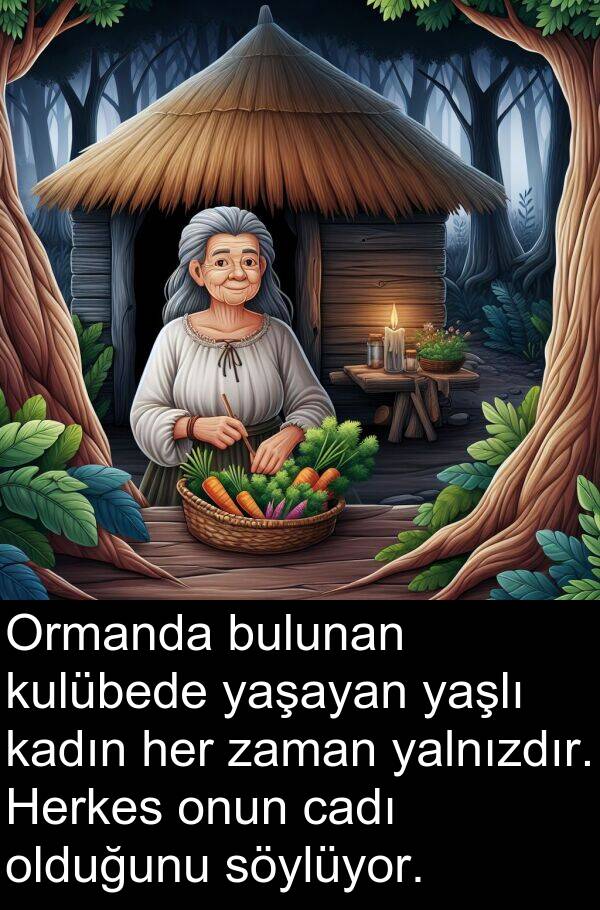 yalnızdır: Ormanda bulunan kulübede yaşayan yaşlı kadın her zaman yalnızdır. Herkes onun cadı olduğunu söylüyor.