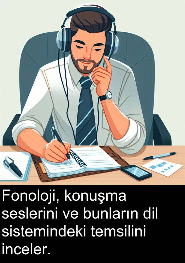 seslerini: Fonoloji, konuşma seslerini ve bunların dil sistemindeki temsilini inceler.