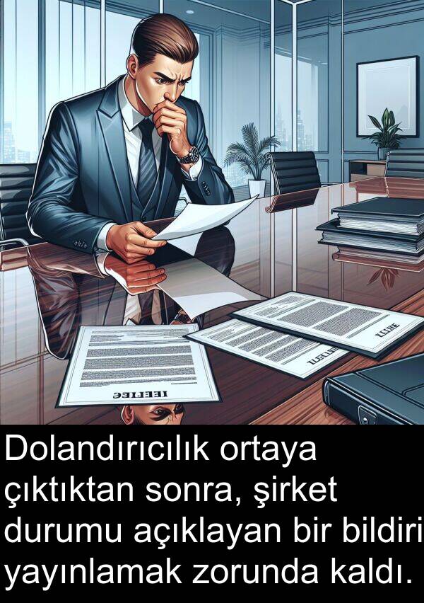 zorunda: Dolandırıcılık ortaya çıktıktan sonra, şirket durumu açıklayan bir bildiri yayınlamak zorunda kaldı.