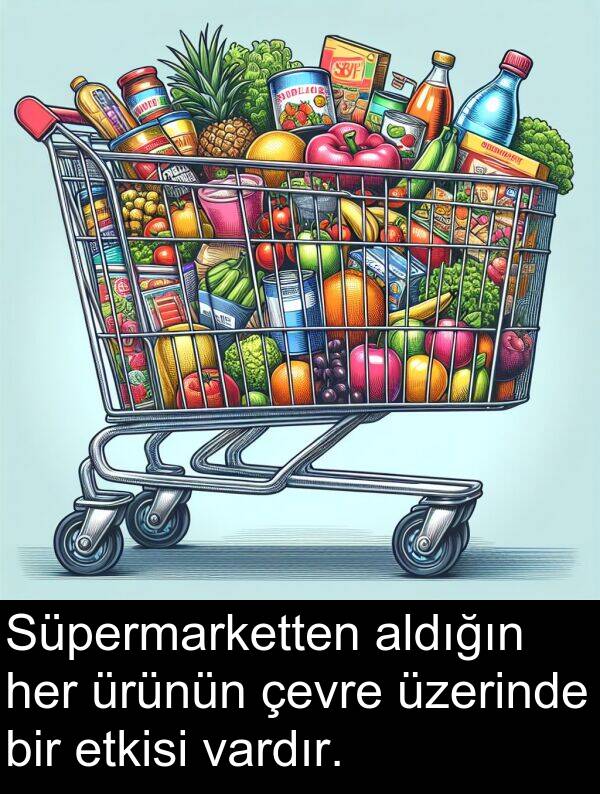 vardır: Süpermarketten aldığın her ürünün çevre üzerinde bir etkisi vardır.