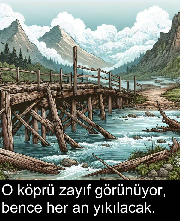 zayıf: O köprü zayıf görünüyor, bence her an yıkılacak.