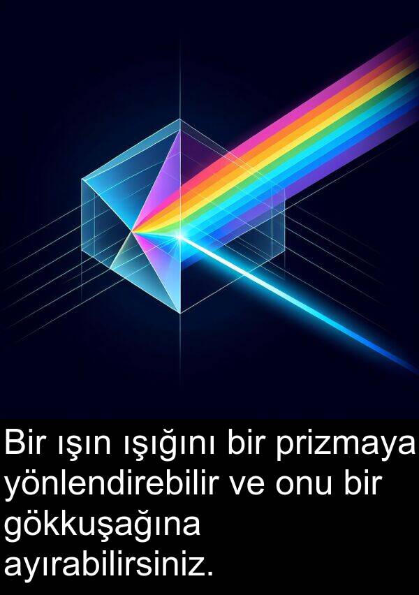 ayırabilirsiniz: Bir ışın ışığını bir prizmaya yönlendirebilir ve onu bir gökkuşağına ayırabilirsiniz.