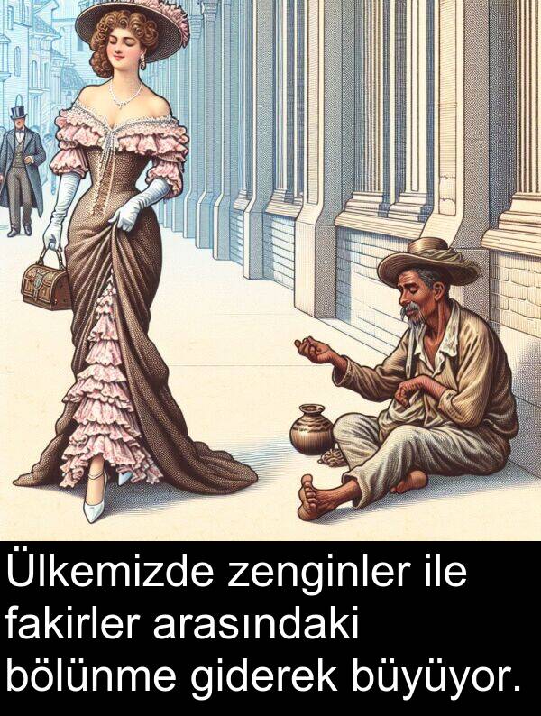 fakirler: Ülkemizde zenginler ile fakirler arasındaki bölünme giderek büyüyor.