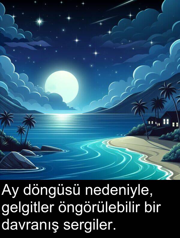 gelgitler: Ay döngüsü nedeniyle, gelgitler öngörülebilir bir davranış sergiler.