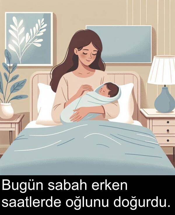 sabah: Bugün sabah erken saatlerde oğlunu doğurdu.