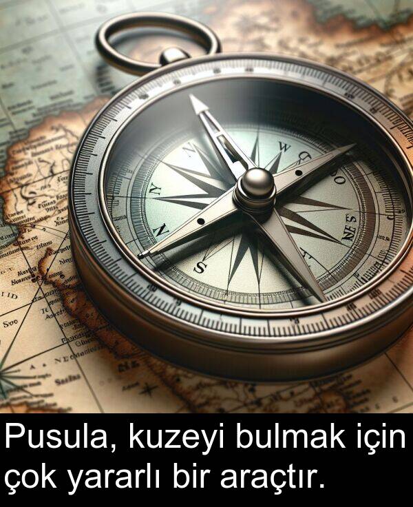 kuzeyi: Pusula, kuzeyi bulmak için çok yararlı bir araçtır.