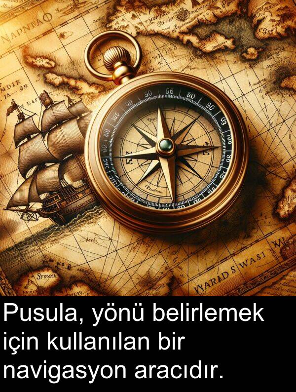 navigasyon: Pusula, yönü belirlemek için kullanılan bir navigasyon aracıdır.