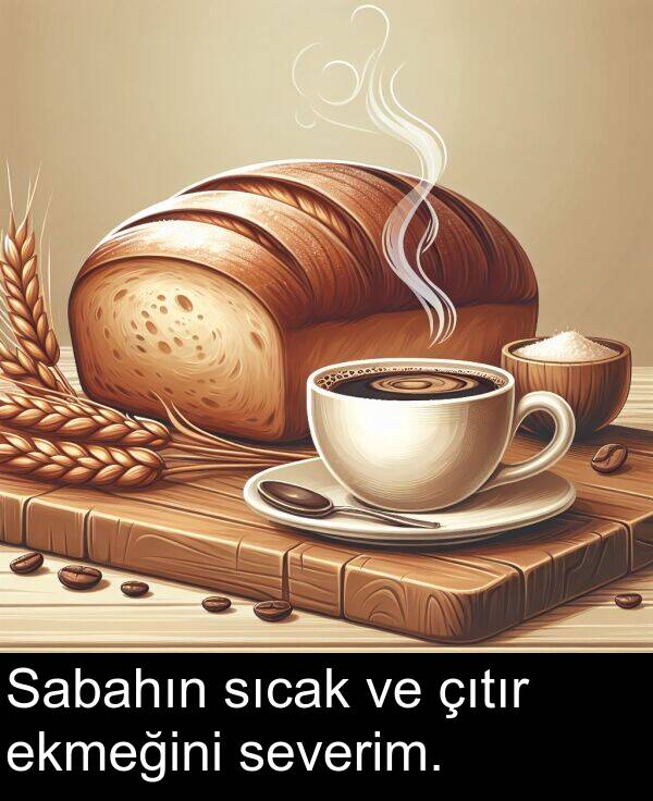 ekmeğini: Sabahın sıcak ve çıtır ekmeğini severim.