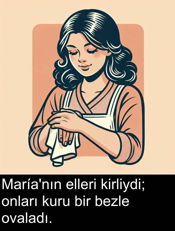 kuru: María'nın elleri kirliydi; onları kuru bir bezle ovaladı.