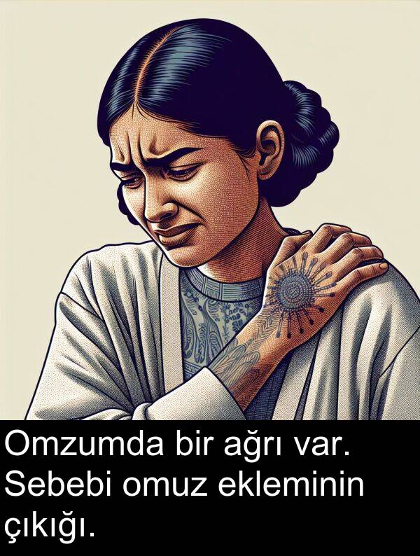 ağrı: Omzumda bir ağrı var. Sebebi omuz ekleminin çıkığı.