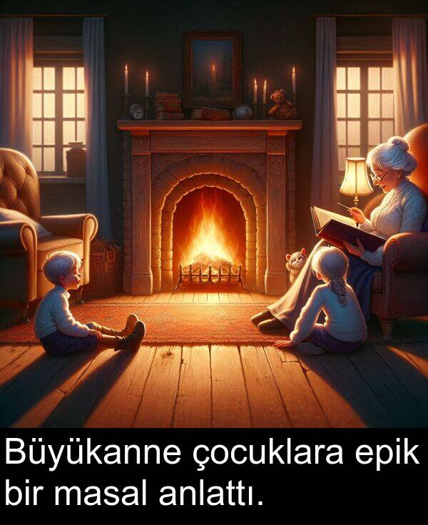 epik: Büyükanne çocuklara epik bir masal anlattı.
