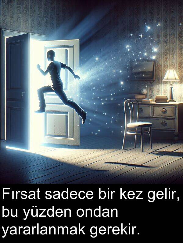 yararlanmak: Fırsat sadece bir kez gelir, bu yüzden ondan yararlanmak gerekir.