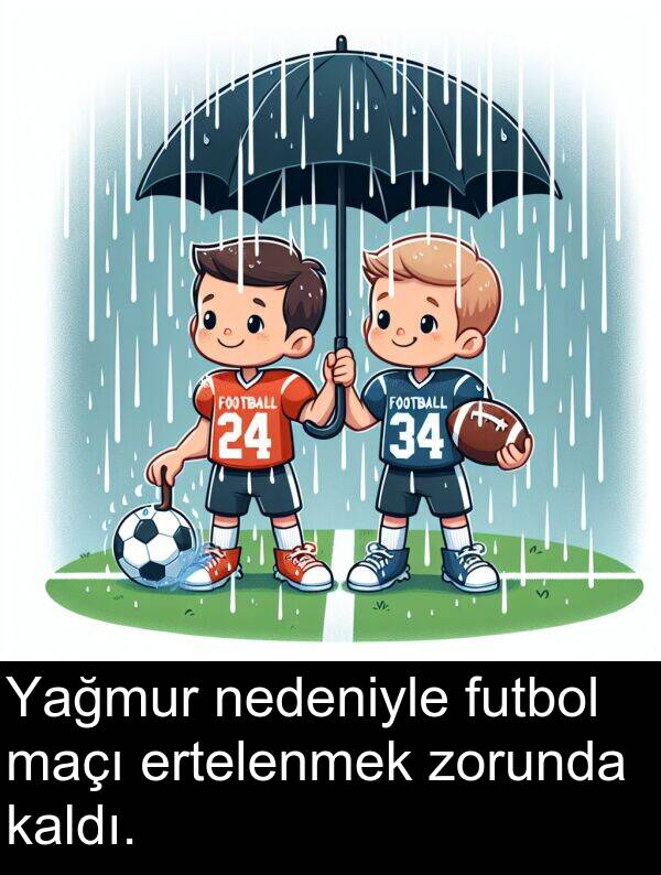 futbol: Yağmur nedeniyle futbol maçı ertelenmek zorunda kaldı.