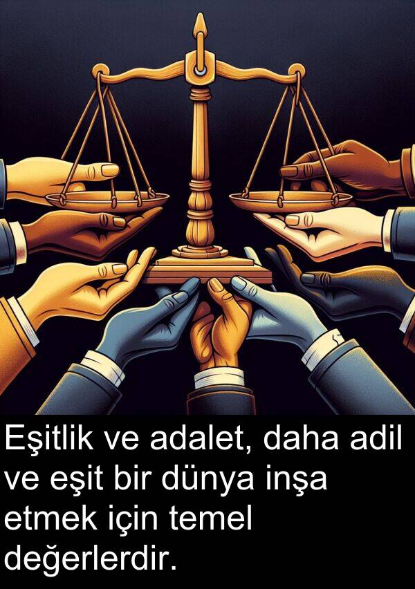adil: Eşitlik ve adalet, daha adil ve eşit bir dünya inşa etmek için temel değerlerdir.
