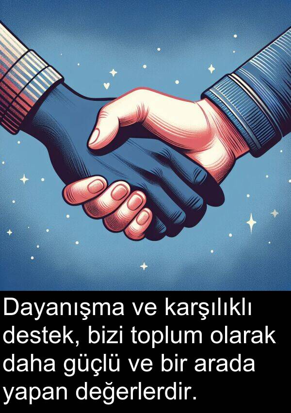 yapan: Dayanışma ve karşılıklı destek, bizi toplum olarak daha güçlü ve bir arada yapan değerlerdir.