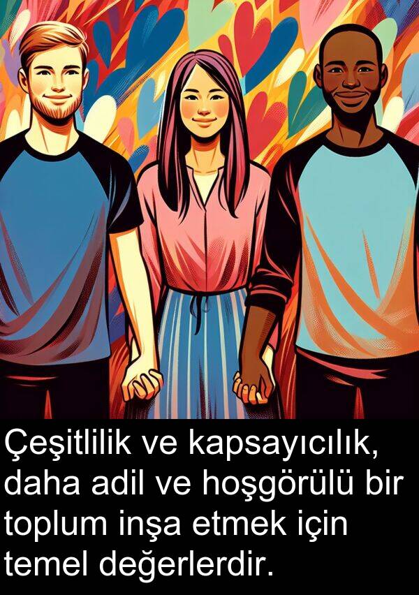 adil: Çeşitlilik ve kapsayıcılık, daha adil ve hoşgörülü bir toplum inşa etmek için temel değerlerdir.