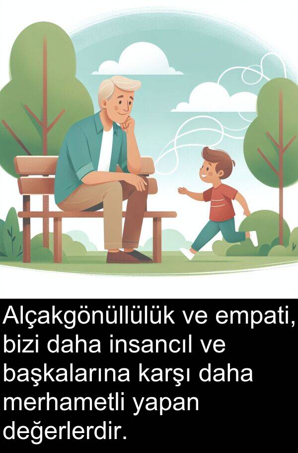 yapan: Alçakgönüllülük ve empati, bizi daha insancıl ve başkalarına karşı daha merhametli yapan değerlerdir.
