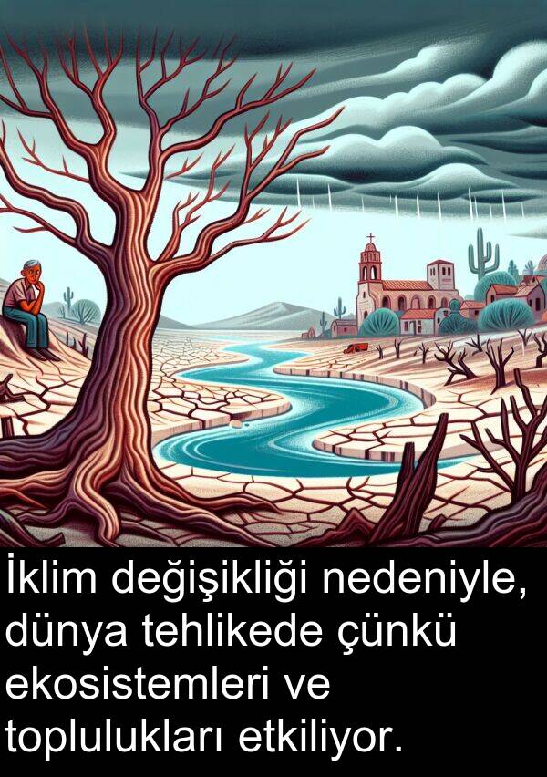 nedeniyle: İklim değişikliği nedeniyle, dünya tehlikede çünkü ekosistemleri ve toplulukları etkiliyor.