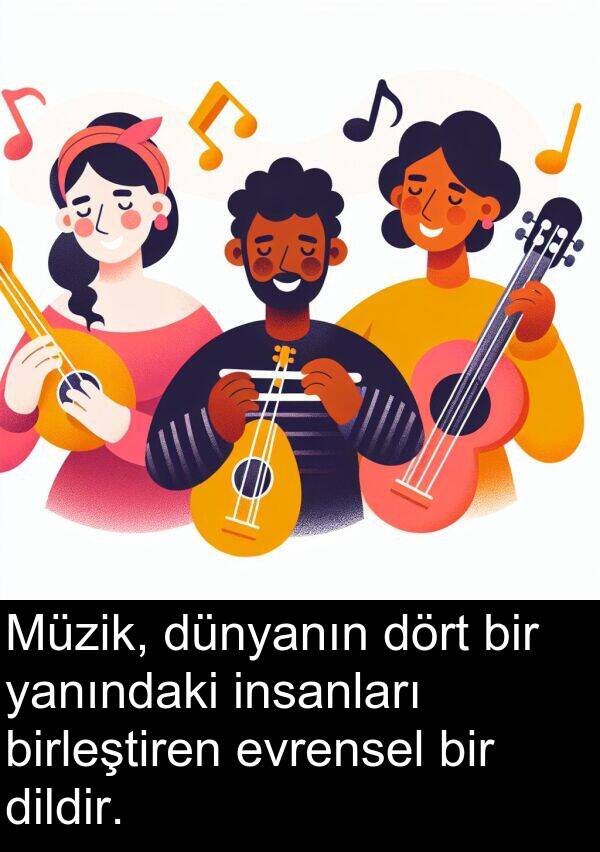 yanındaki: Müzik, dünyanın dört bir yanındaki insanları birleştiren evrensel bir dildir.