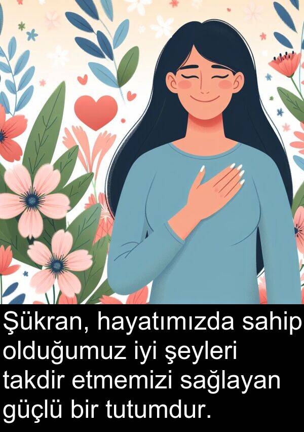 sağlayan: Şükran, hayatımızda sahip olduğumuz iyi şeyleri takdir etmemizi sağlayan güçlü bir tutumdur.