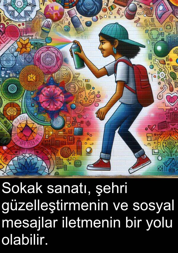 sanatı: Sokak sanatı, şehri güzelleştirmenin ve sosyal mesajlar iletmenin bir yolu olabilir.