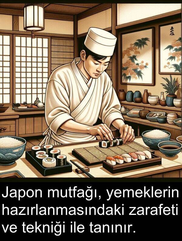 zarafeti: Japon mutfağı, yemeklerin hazırlanmasındaki zarafeti ve tekniği ile tanınır.