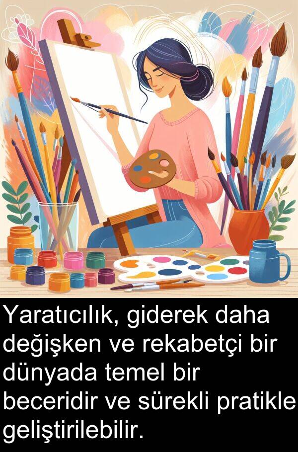 geliştirilebilir: Yaratıcılık, giderek daha değişken ve rekabetçi bir dünyada temel bir beceridir ve sürekli pratikle geliştirilebilir.