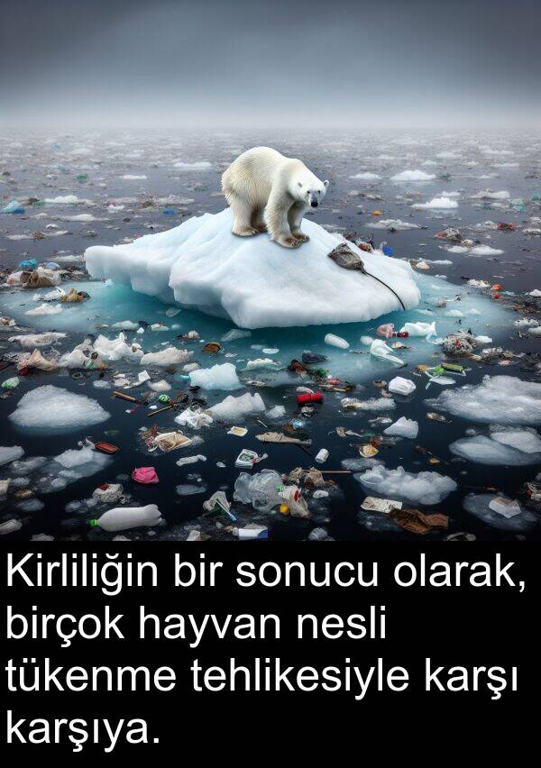 nesli: Kirliliğin bir sonucu olarak, birçok hayvan nesli tükenme tehlikesiyle karşı karşıya.