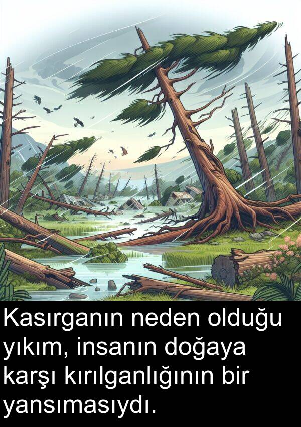 neden: Kasırganın neden olduğu yıkım, insanın doğaya karşı kırılganlığının bir yansımasıydı.
