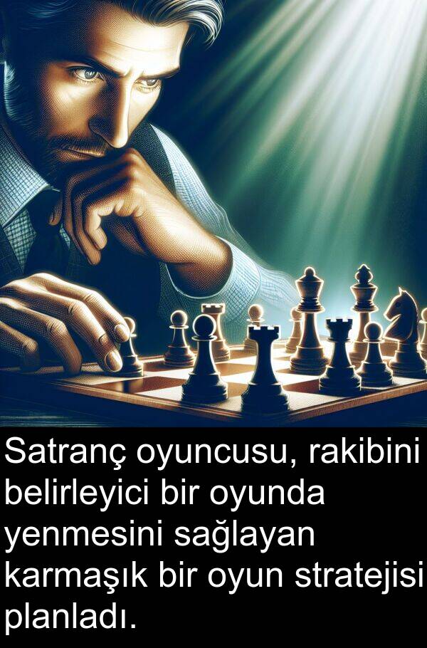 sağlayan: Satranç oyuncusu, rakibini belirleyici bir oyunda yenmesini sağlayan karmaşık bir oyun stratejisi planladı.