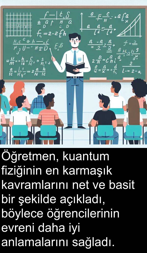 sağladı: Öğretmen, kuantum fiziğinin en karmaşık kavramlarını net ve basit bir şekilde açıkladı, böylece öğrencilerinin evreni daha iyi anlamalarını sağladı.