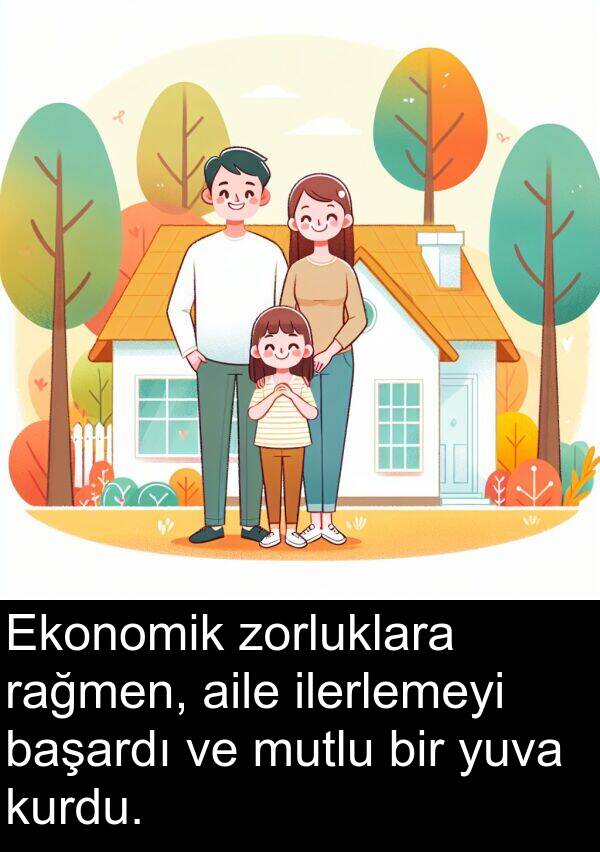 zorluklara: Ekonomik zorluklara rağmen, aile ilerlemeyi başardı ve mutlu bir yuva kurdu.