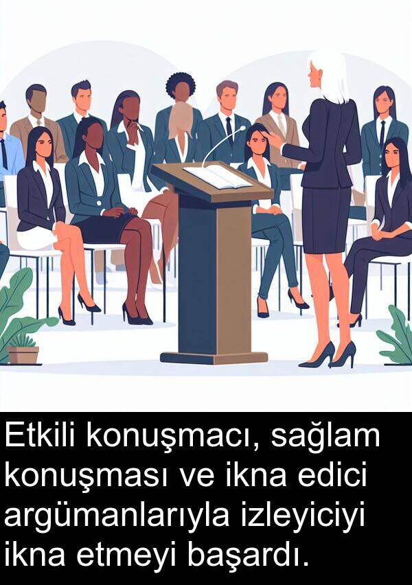 sağlam: Etkili konuşmacı, sağlam konuşması ve ikna edici argümanlarıyla izleyiciyi ikna etmeyi başardı.