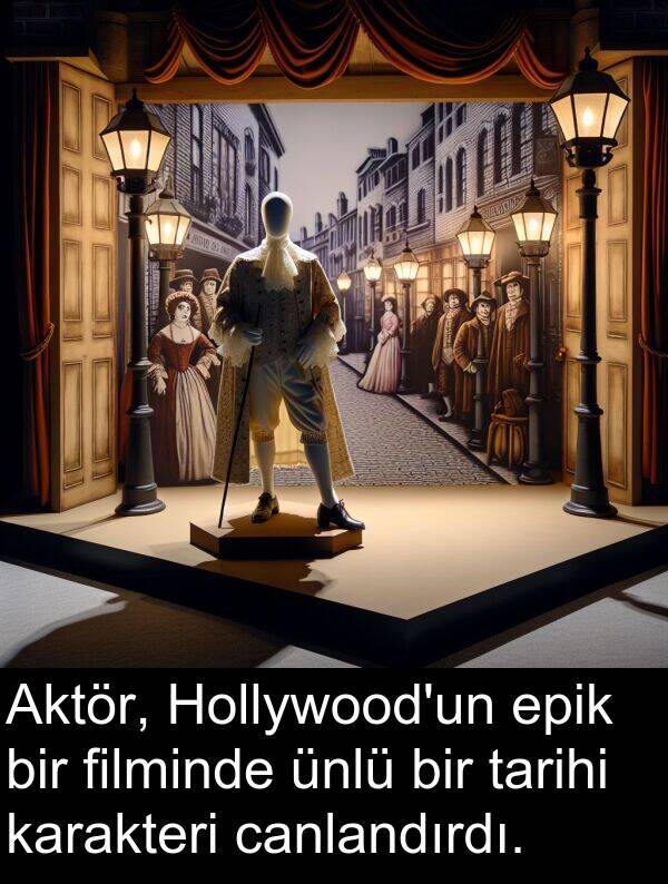 filminde: Aktör, Hollywood'un epik bir filminde ünlü bir tarihi karakteri canlandırdı.