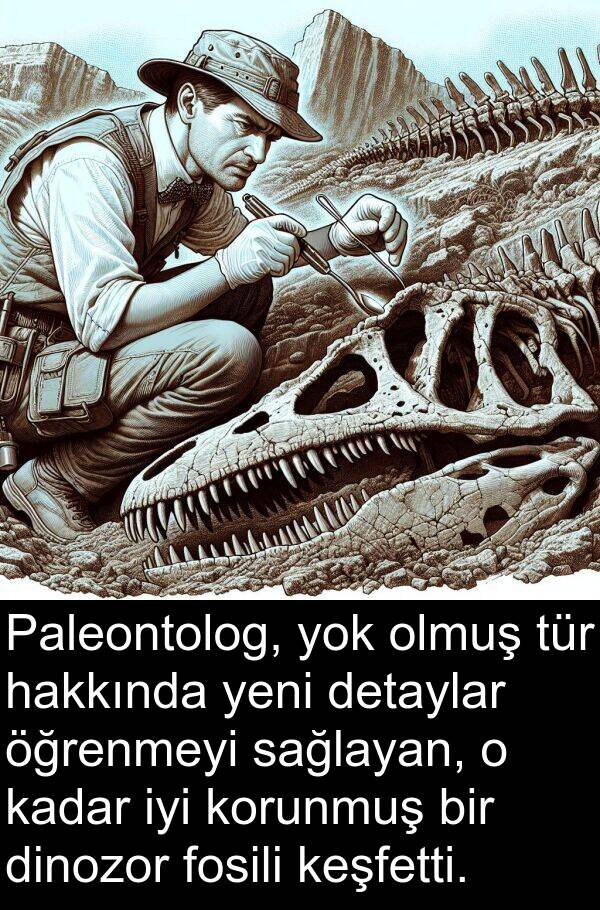 sağlayan: Paleontolog, yok olmuş tür hakkında yeni detaylar öğrenmeyi sağlayan, o kadar iyi korunmuş bir dinozor fosili keşfetti.