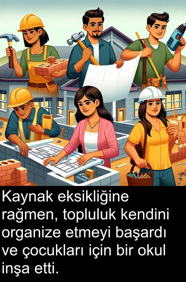 başardı: Kaynak eksikliğine rağmen, topluluk kendini organize etmeyi başardı ve çocukları için bir okul inşa etti.