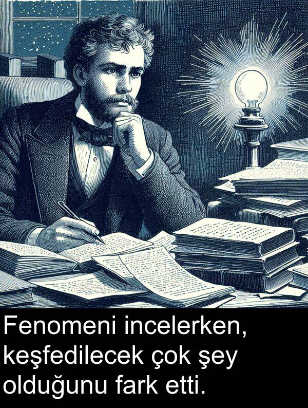 fark: Fenomeni incelerken, keşfedilecek çok şey olduğunu fark etti.