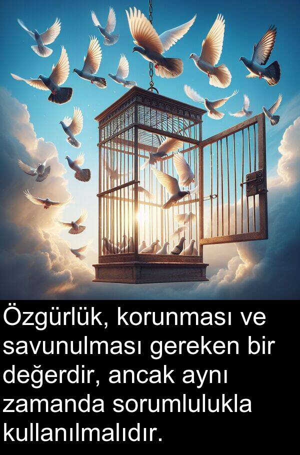 savunulması: Özgürlük, korunması ve savunulması gereken bir değerdir, ancak aynı zamanda sorumlulukla kullanılmalıdır.