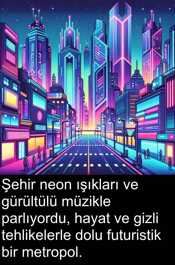 neon: Şehir neon ışıkları ve gürültülü müzikle parlıyordu, hayat ve gizli tehlikelerle dolu futuristik bir metropol.