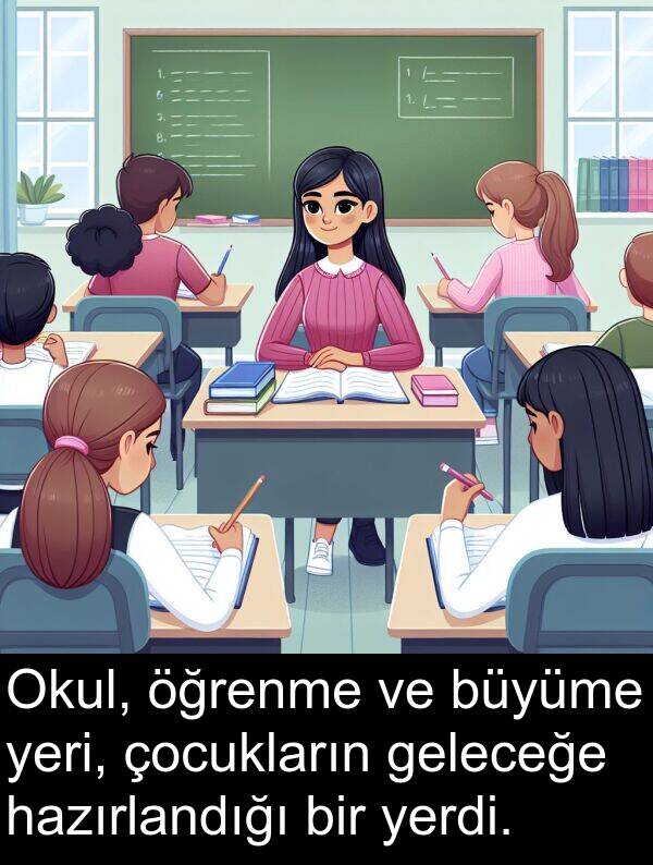 geleceğe: Okul, öğrenme ve büyüme yeri, çocukların geleceğe hazırlandığı bir yerdi.