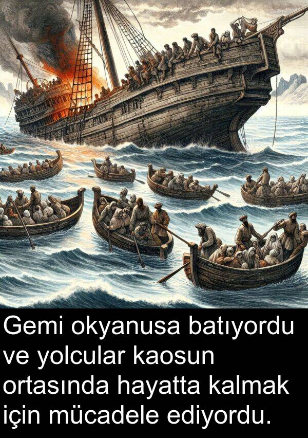 kalmak: Gemi okyanusa batıyordu ve yolcular kaosun ortasında hayatta kalmak için mücadele ediyordu.