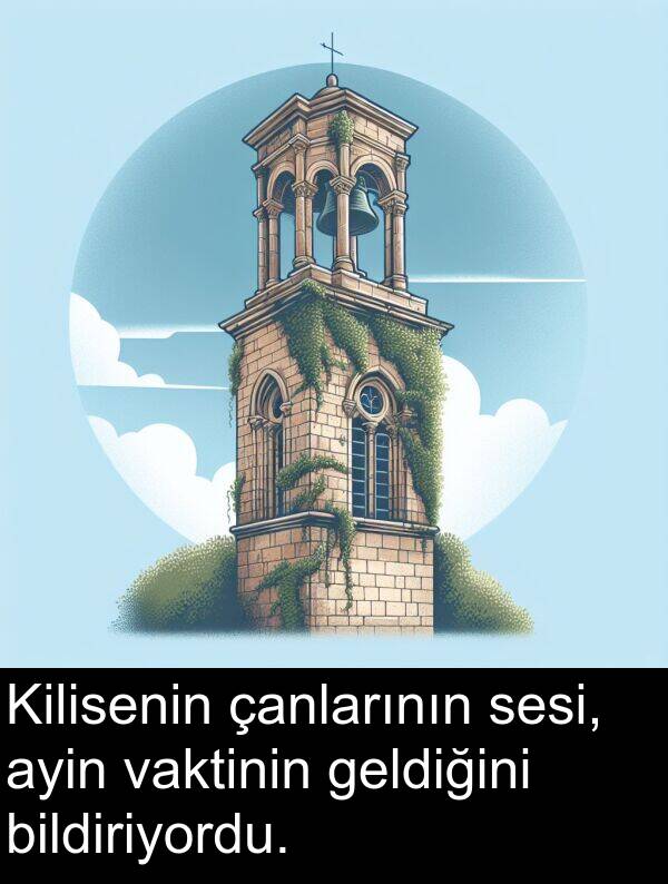 vaktinin: Kilisenin çanlarının sesi, ayin vaktinin geldiğini bildiriyordu.