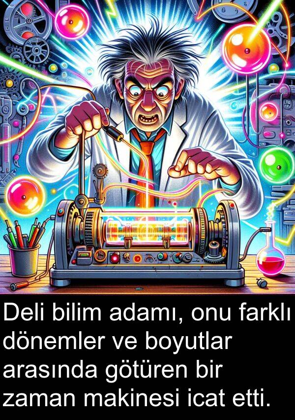bilim: Deli bilim adamı, onu farklı dönemler ve boyutlar arasında götüren bir zaman makinesi icat etti.
