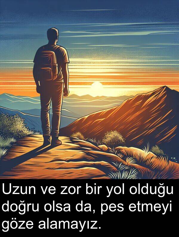 zor: Uzun ve zor bir yol olduğu doğru olsa da, pes etmeyi göze alamayız.