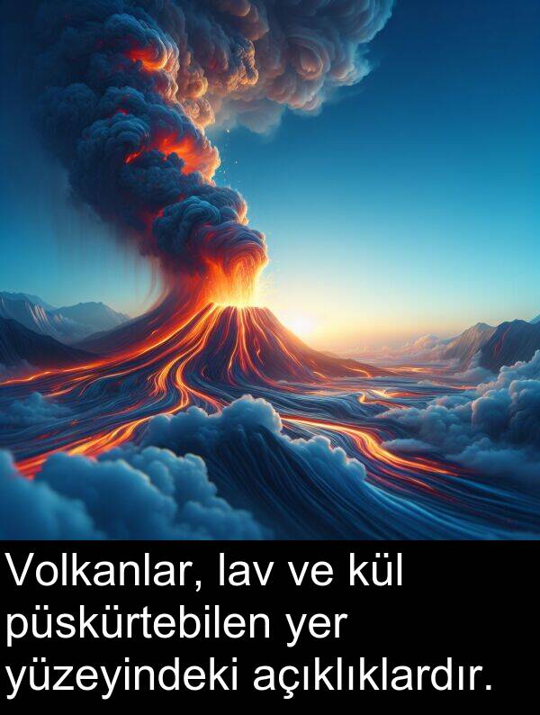 yer: Volkanlar, lav ve kül püskürtebilen yer yüzeyindeki açıklıklardır.