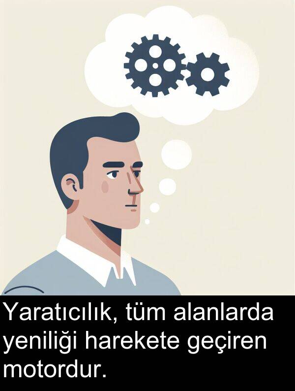 geçiren: Yaratıcılık, tüm alanlarda yeniliği harekete geçiren motordur.