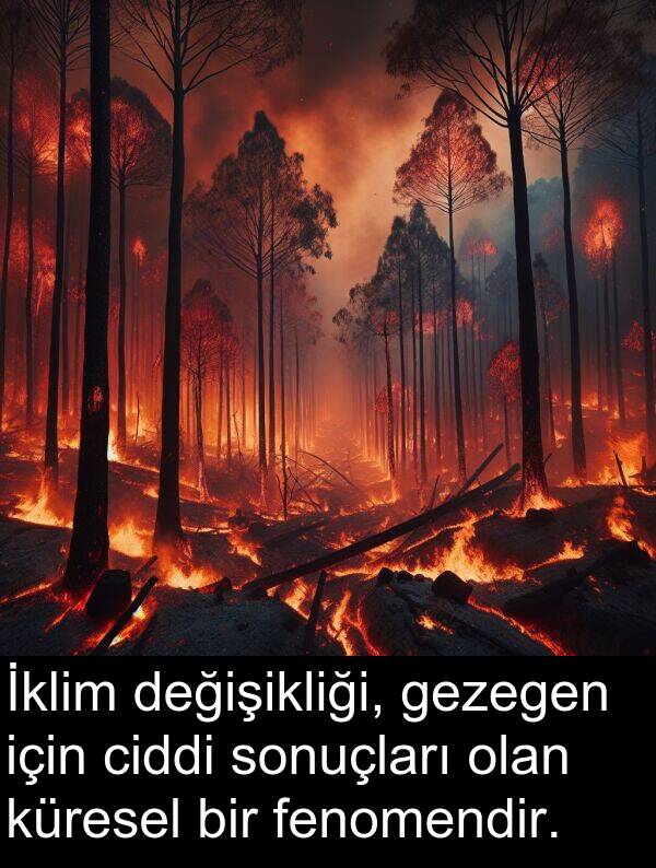 gezegen: İklim değişikliği, gezegen için ciddi sonuçları olan küresel bir fenomendir.